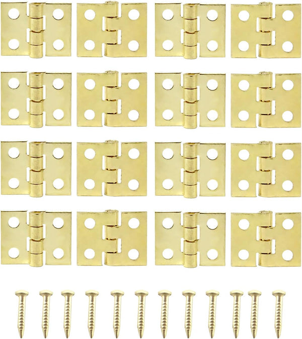 Honbay 50PCS Miniature Dollhouse Hinges, Tiny Hardware Accessories with 200PCS Screws (Gold)