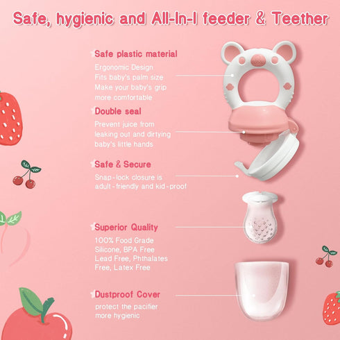 3-24 3 2-Pack Baby Fruit Food Feeder Pacifier - Fresh Food Feeder, Infant Fruit Teething Teether Toy for Months, Pcs