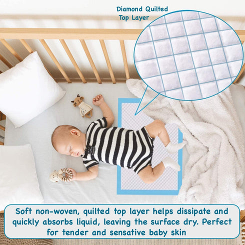 Abesto 100 Pack 17 inches 13 inches, Baby Disposable Changing Pad Liners, x Breathable Skin-Friendly, Leakproof Quick
