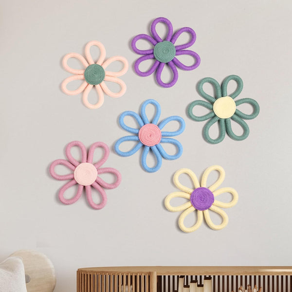 Ripeng 6 Pcs Boho Nursery Decor Flower Daisy Wall Art 6 Inch Woven