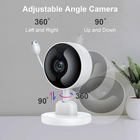 CQH 2 4 Baby Monitor with Camera and Audio, WiFi Indoor Video Baby Camera with Mount, Motion & Cry Detection, Temp