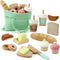 17 PCS Wooden Bakery Toy Food Playset for Kids, Pretend Picnic Play