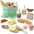 17 PCS Wooden Bakery Toy Food Playset for Kids, Pretend Picnic Play