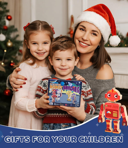 3+Years Playset, 3+ Fine Motor Building Robot Blocks for Old Kids, Snap on Robots Together Building Blocks, Take Apart