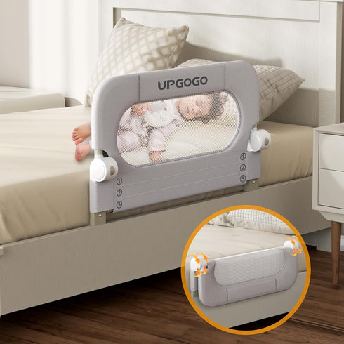 Folding Toddler Bed Rails for Crib, Safety Toddler Bed Guard Rail with Reinforced Anchor Safety System