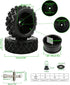 4 Pcs 1/10 On-Road Wheels and Tires, 12mm Hex Black Hard Dish Wheel and Rally Block Tyre for Street Racing