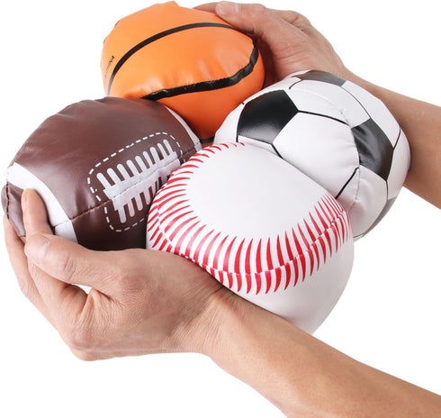 Liberty Imports 4 Pack My First Soft Plush Stuffed Sports Balls Toy Set for Kids, 5" - Football, Baseball, Basketball,