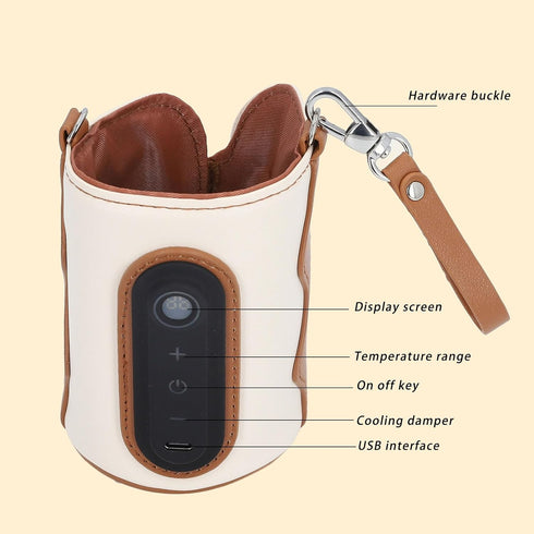 Nurnesy 26 Bottle Warmer Bag for Baby, Portable Bottle Warmer Cover Levels USB Milk Heating Bag Portable Lightweight