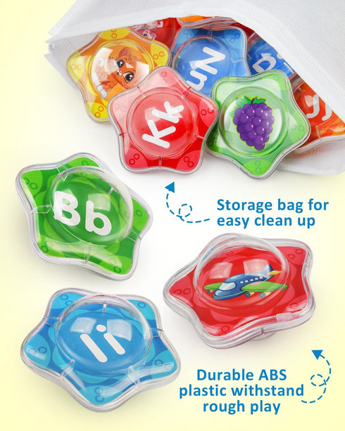 26pcs Set, Coogam Starfish Floating Bath Toys, Bathtub Alphabet Letters Montessori Educational Water Pool Toy Learning