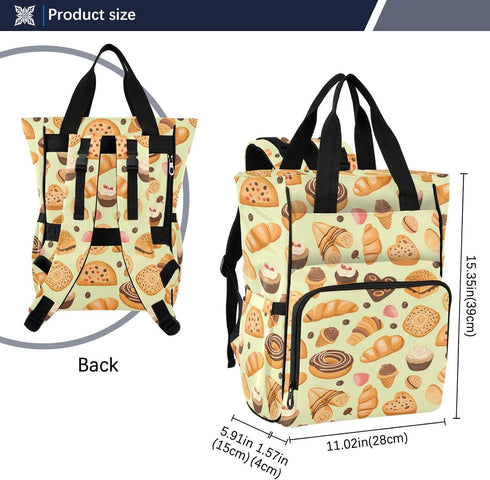 SUABO Backpack Donuts Ice Cream Bread Pattern Baby Diaper Bag Large Bag Waterproof Travel Diaper Bags for Moms and Dads