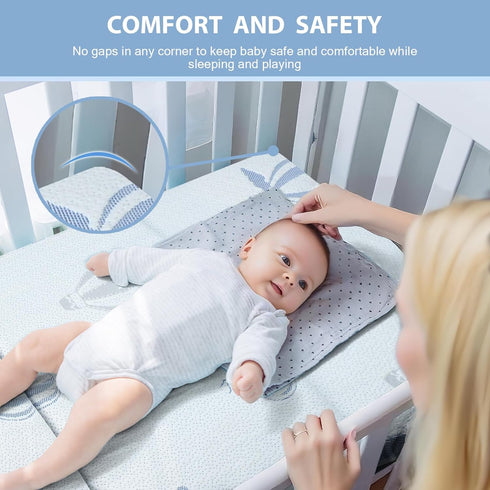Pack 38"x26"x3'' Pack Pack and Play Mattress Trifold, Memory Foam Dual-Sided N Play Mattresses for Baby Toddler, Soft