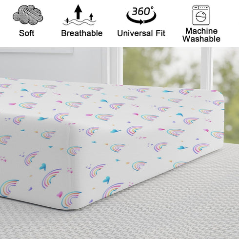 Rainbow Changing Pad Covers, Cute Colorful Changing Table Cover for Boys Girls, Ultra Soft Breathable Stretchy Diaper