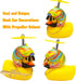 wonuu Rubber Duck Car Ornaments, Cool Yellow Duck Dashboard Decorations with Squeaky Glasses and Propeller Helmet