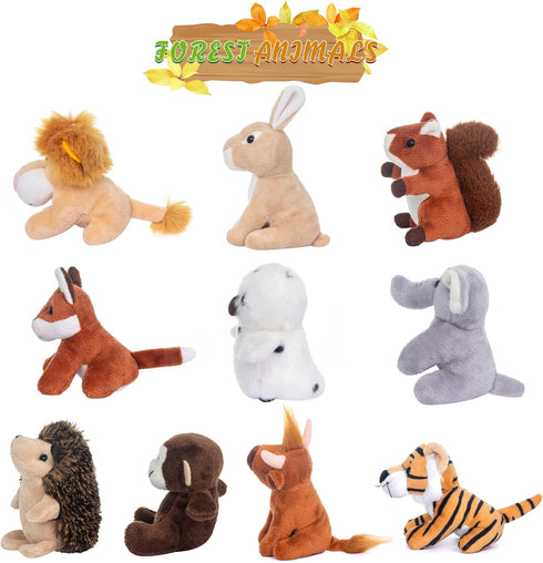 10 Pack 3.5 Inch Set 10 My OLi Plush Wild Animals Toys - Jungle Stuffed Animal Bulk Toys for Kids: Tiger Lion Elephant
