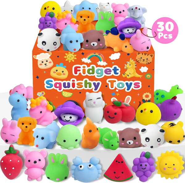 Kidific 30 Pack Squishy Toys, Random Kawaii Party Favors for Kids 3-5, 4-8,