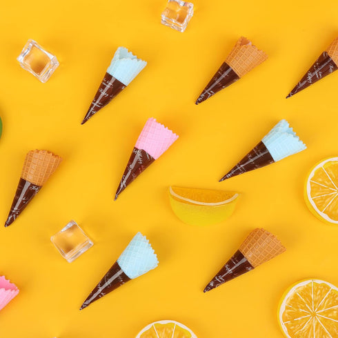 Haiabei 30 Pcs Mini Realistic Artificial Ice Cream Cone Adorable Ice Cream Cone Pretend Play Food Dollhouse