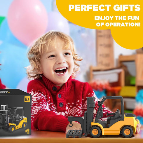 9-Channel 1:18 100-Minute, 2026 Remote Control Forklift Truck Scale Construction Toy, Realistic Sounds, High-Grip