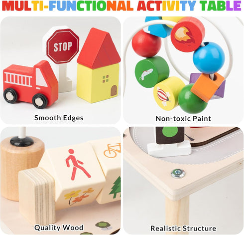 1+ 1-3, 8 1 Activity Table for Year Old, Montessori Wooden Toys for Toddlers in Baby Activity Table, Educational