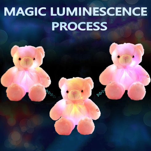 LED Teddy Bears Stuffed Animals - Cute Glow Bear Plush Toys, Colorful Luminous Light Up Doll Gifts (Pink, 18 inch)