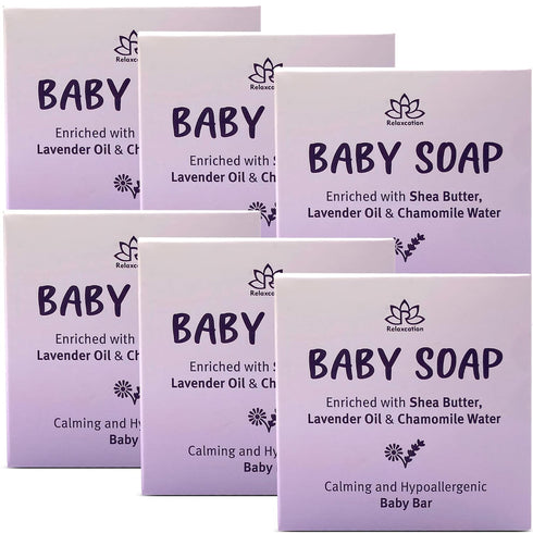 100% Natural LAVENDER CHAMOMILE Baby Soap Bar with Lavender Essential Oil, Organic Chamomile Water, and Shea Butter