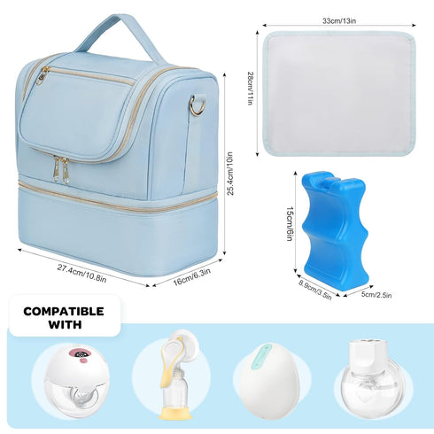 Jaffzora Willow/Eufy/Elvie/Momcozy M5/S12 Pack Wearable Breast Pump Bag with Cooler Compartment Fits for Pro/Medela