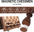 Ajedrez Set, 15" 2 Magnetic Wooden Chess Walnut Folding Chess Board with Handcrafted Pieces Extra Queens, Portable