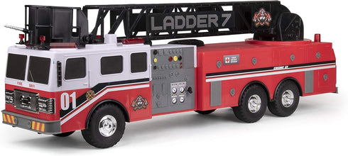 Titan Firetruck - 29" Realistic Toy with Lights, Sound & Working Ladder for Kids, 2 AA Batteries Included