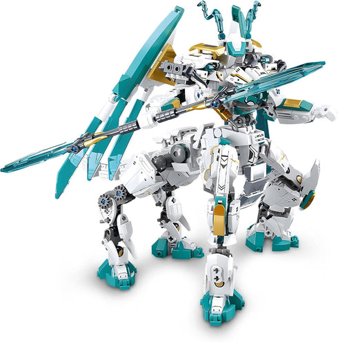 HIGH GODO Dragon Transforming Mech Building Blocks Set, 2 in 1 Warrior