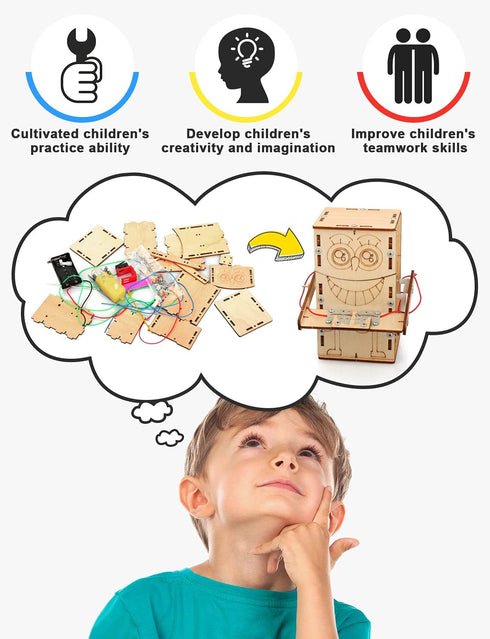 Poraxy 4 Set STEM Kits for Kids Ages 8-10, Music Box, Robot 3D Puzzle Educational Projects, Birthday Gifts for Boys &