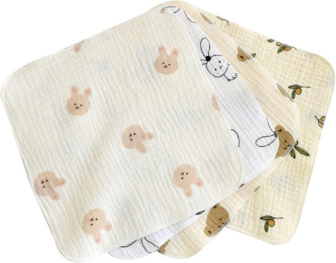 Lily Brown 4 Pack Baby Washcloths Soft Absorbent Cotton Washable- Saliva Towel Face Wipes