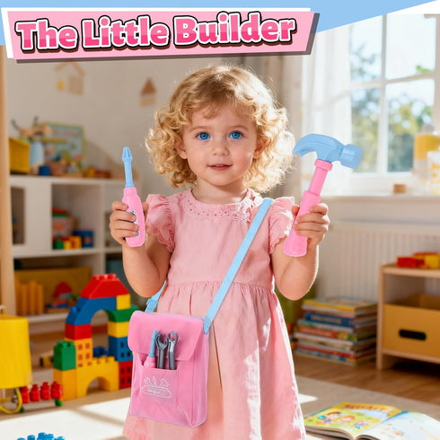 Magic4U Set Set 3-6 Kids Tool with Tool Bag & Tape Measure, Toddler Tool Pretend Play Construction Toys,Ideal Birthday