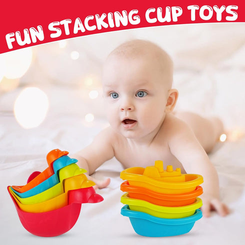 BeneFine Kids,12 Baby Bath Toys for PCS Mold Free Bath Toys for Toddlers with Floating Boats,Watering Can,Floating