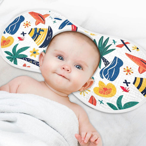 PaChyLuu 1 Pack 22 11 Inch Cute Cartoon Beach Theme Muslin Burp Cloths Cotton Absorbent Baby Burping Rags for Boys
