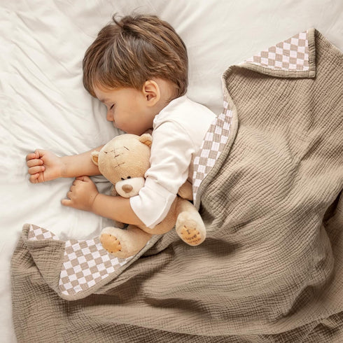 100% Tummy lulumoon Muslin Baby Blanket Neutral: Cotton Lightweight Crib Blanket - Modern Checkered Breathable for Time