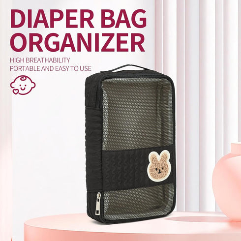 Fwkekye 2 Pack, Diaper Bag Organizer Pouches - small diaper bag Mini Purse, Travel Baby Bag for boys & Girls, Black