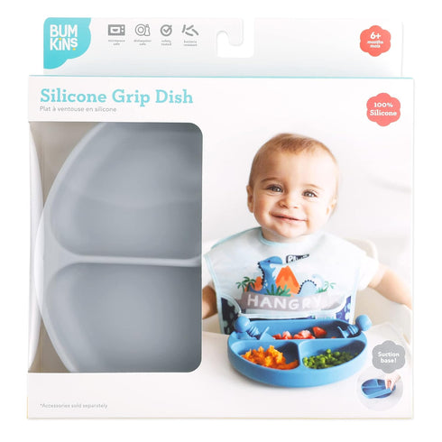 6 Bumkins Toddler and Baby Suction Plate, Divided Grip Dish for Babies and Kids, Baby Led Weaning, Feeding Supplies