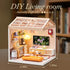 92Pcs 1:24 8+ Miniature Living Room DIY Kit Scale Dollhouse Furniture with LED Light, Modular Scene Connector