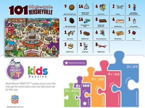 Masterpieces 100 Piece Jigsaw Puzzle - 101 Things to Spot in Hersheyville for Kids - 14"x19"