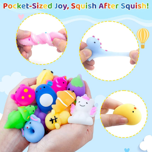 Waraoko 40 Pack 8-12 4-8 Mochi Squishies Toy, Mini Kawaii Animals Squishy Party Favors for Kids Small Toys fidget