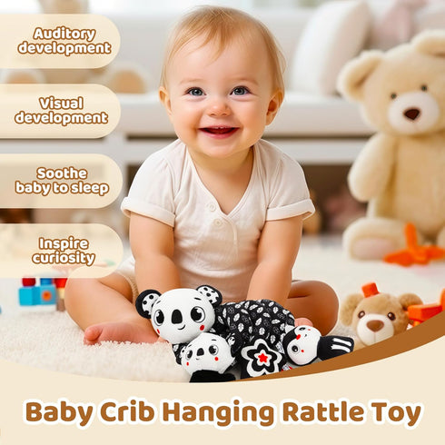 0-6,6-12Months Black and White High Contrast Baby Toys - Sensory Infant Hanging Carseat & Stroller Toy for Newborns