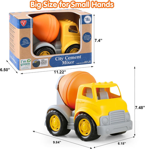 PLAY Eco-Friendly Cement Mixer Toy Truck, No BPA/Phthalate/PVC, Recycled Bioplastic Construction Vehicle