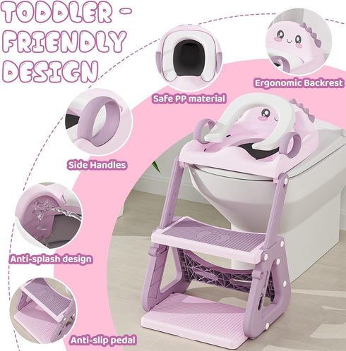 Gliizee mall 2 1 Potty Training Seat, Upgrade in Potty Training Toilet with Step Stool Foldable Toddler Toilet Seat