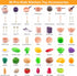 56Pcs Playset 2 Sets, Mini Play Kitchen Accessories for Kids, Pretend Cooking with Cookware, Tableware & Fruit Learning