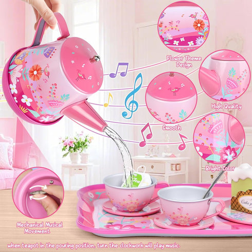 Set 3-5,PRE-WORLD Set 3-6 Tea Party for Toddles Musical Kids Tea for Little Girls