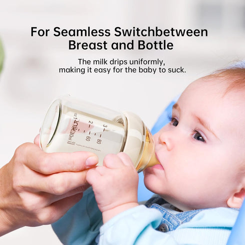 3 oz 0-6 2 Pack 4pcs Natural Nursing Glass Baby Bottle - with Anti-Colic Vent System - BPA-Free, with Slow Flow Nipple