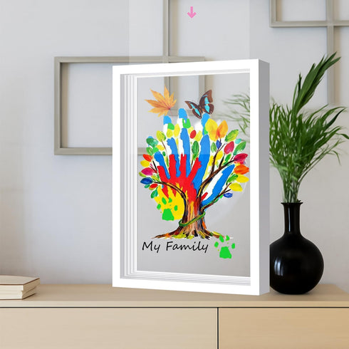 4 Family Handprint & Hand Casting Kit DIY Craft Keepsake with Wooden Frame, Non-Toxic Paints, Baby Footprin Kit Perfect
