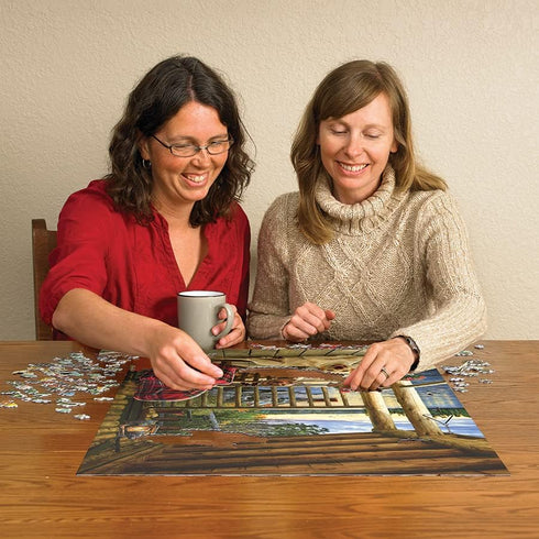 Cobble Hill 1000 Piece Puzzle - Cabin Porch - Includes Sample Poster