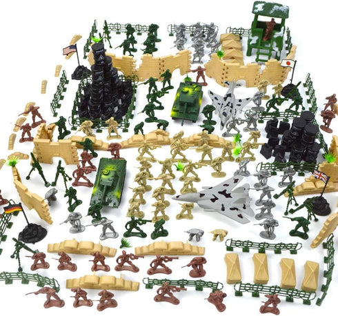 250PCS Army Men Military Set, 3 Otters Action Figures and Accessories, World War II Army Men Toys for Boys