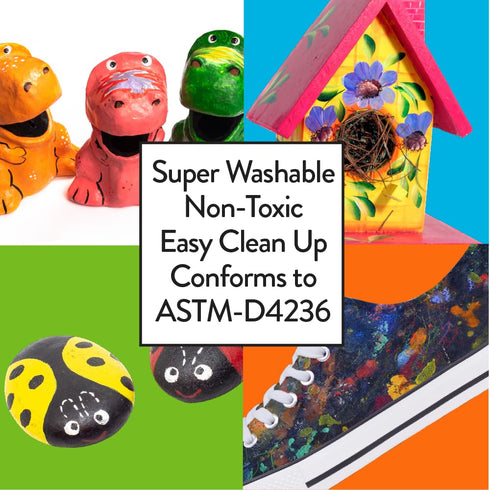 Cra-Z-Art 6 Colors Neon Washable Kids Paint Set, 2oz Jars
