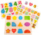 Wooden Alphabet Number Shape Learning Puzzles for Toddlers, 3 in 1 ABC Letter Puzzle Board Set for Ages 3-5 Educational